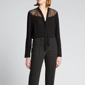 THEORY Long-Sleeve Lace Yoke Top